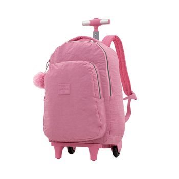 Mochila-Carrinho-Rosa-Kids-Tecido-Crinkle-Chaveiro-Pompom-|-Luxcel-Tamanho--UN---Cor--ROSA-0